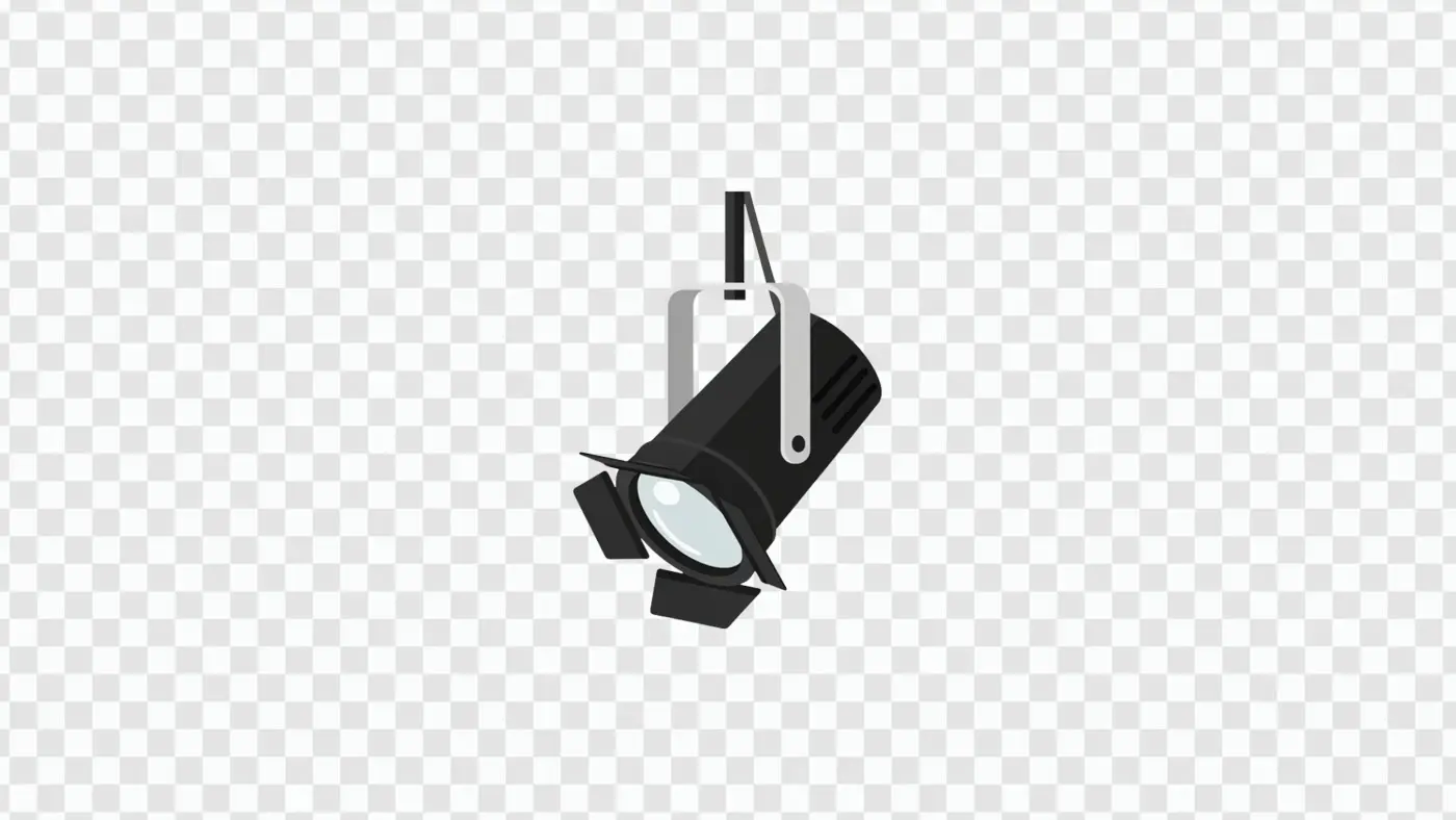 Hanging Black Theater Stage Spotlight with Bracket PNG