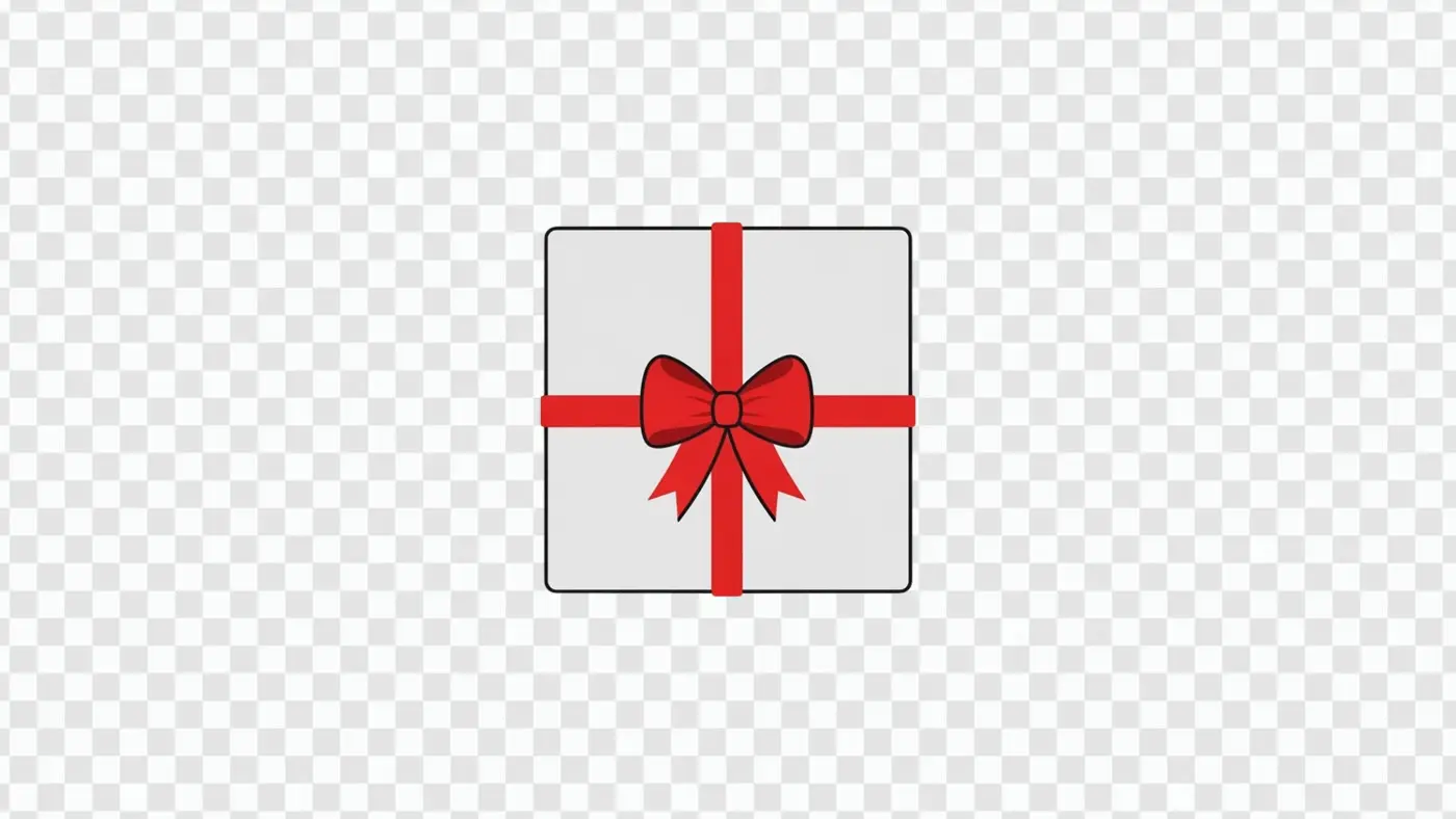 Festive White Gift Box with Red Ribbon Clipart PNG