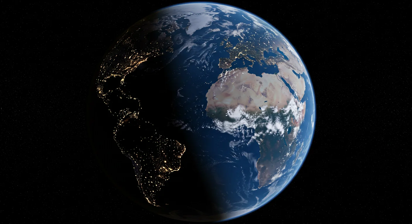 Earth View from Space Showing Day-Night Divide