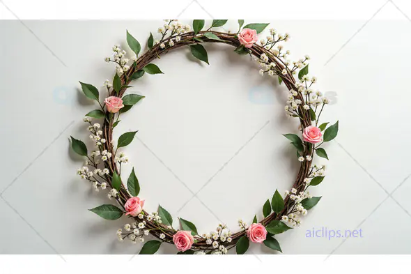 Floral Wreath with Pink Roses