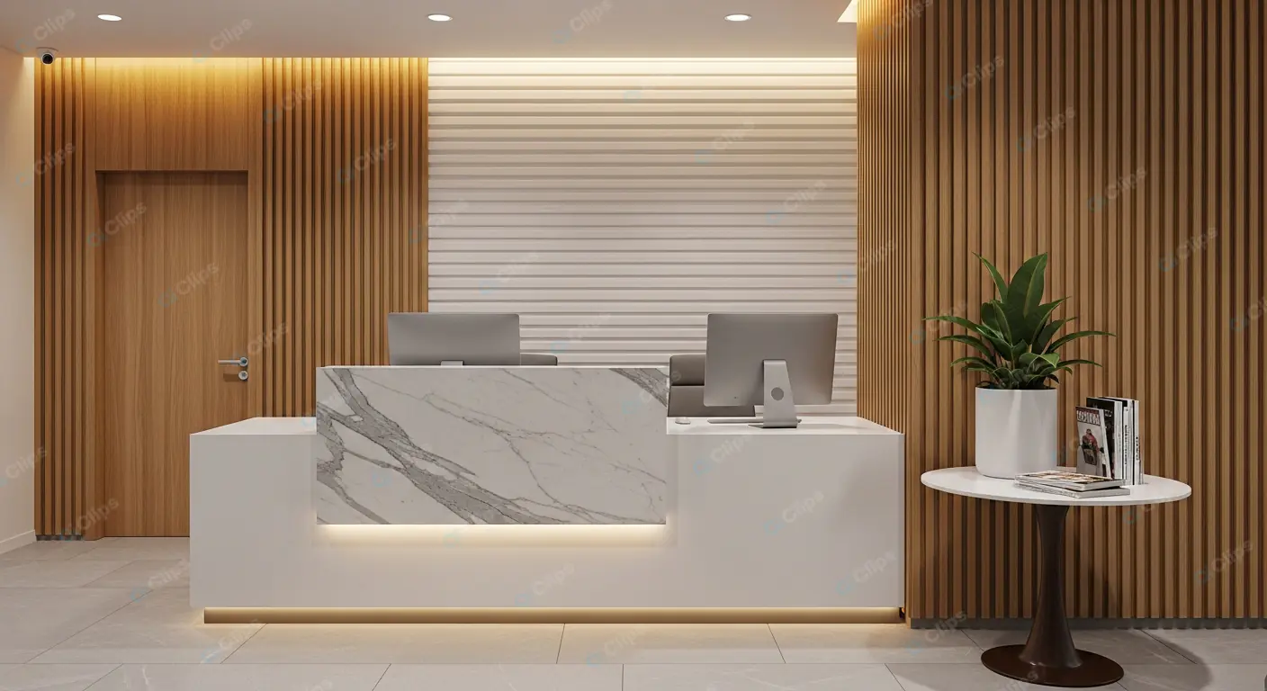 Sleek Marble Reception Counter