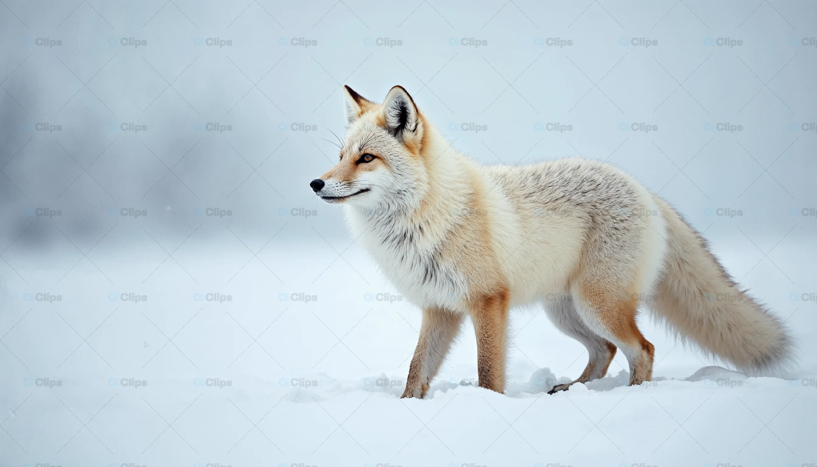 Side Profile of Arctic Fox in Snow