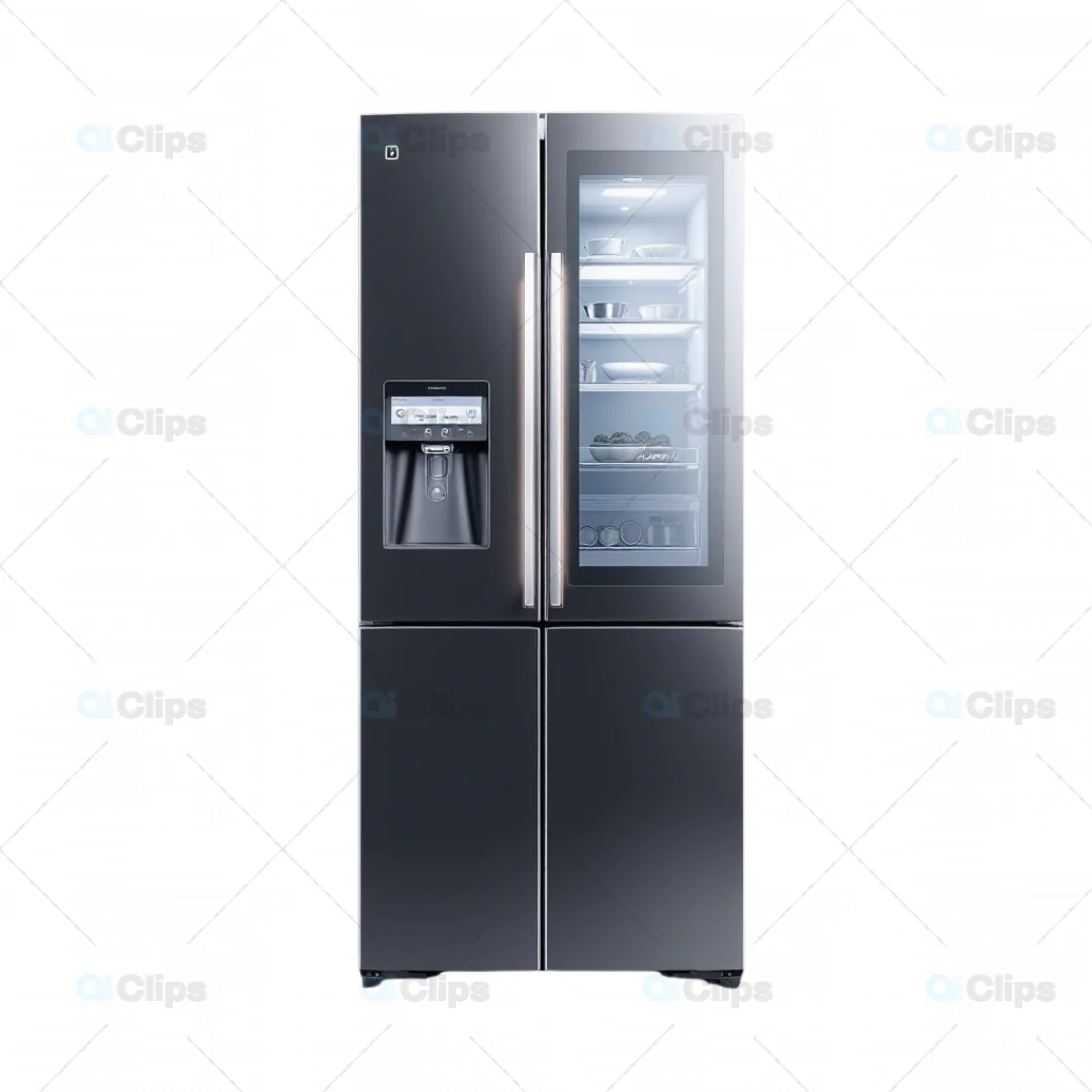 3D Modern French Door Refrigerator with Smart Glass Panel