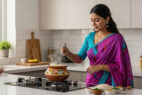 Indian Woman Cooking Traditional Meal