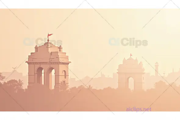 India Gate with Sunlit Monumental Silhouette