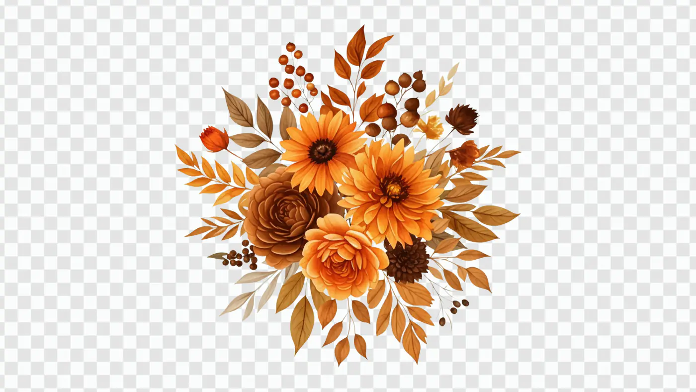 Warm Autumn Floral Composition PNG Clipart