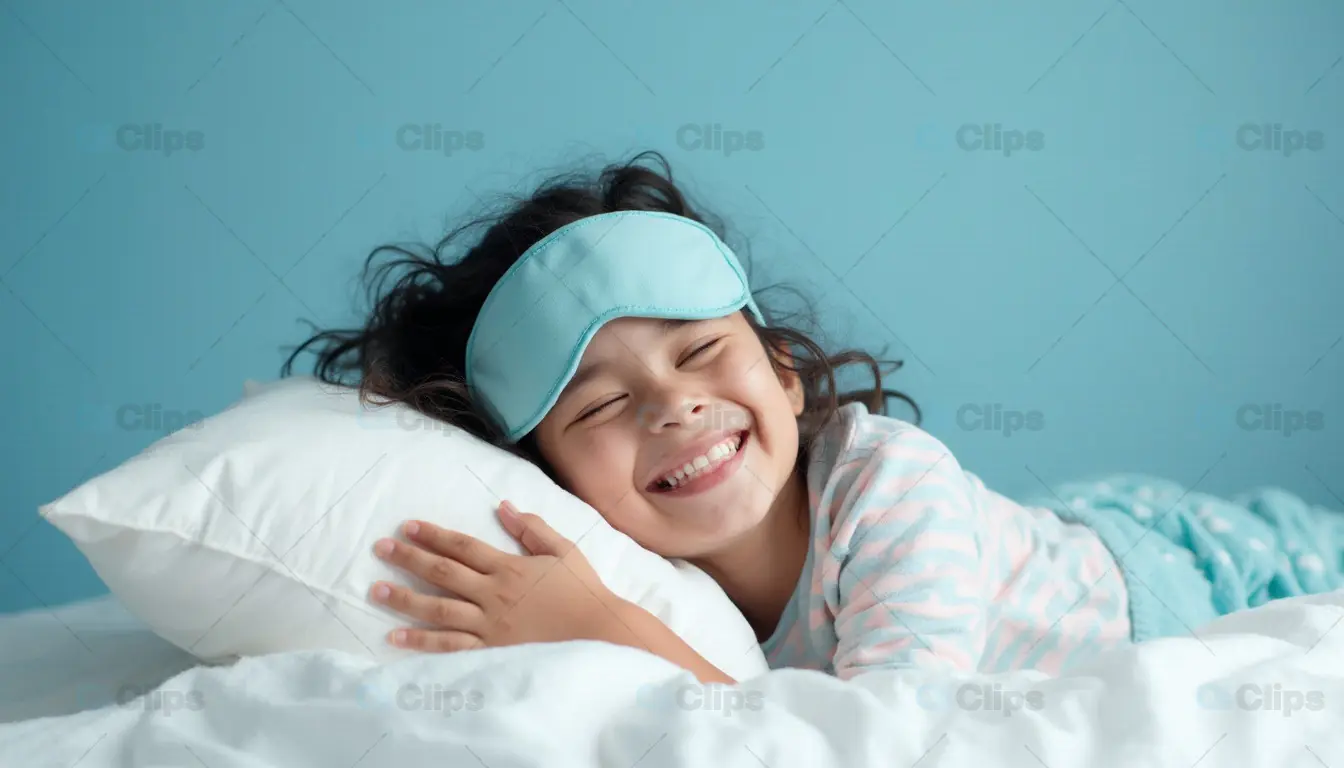 Smiling Child in Sleep Mask