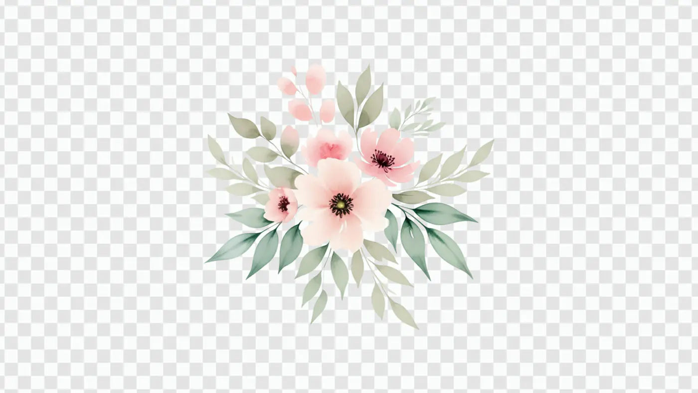 Soft Watercolor Floral Bouquet PNG Clipart