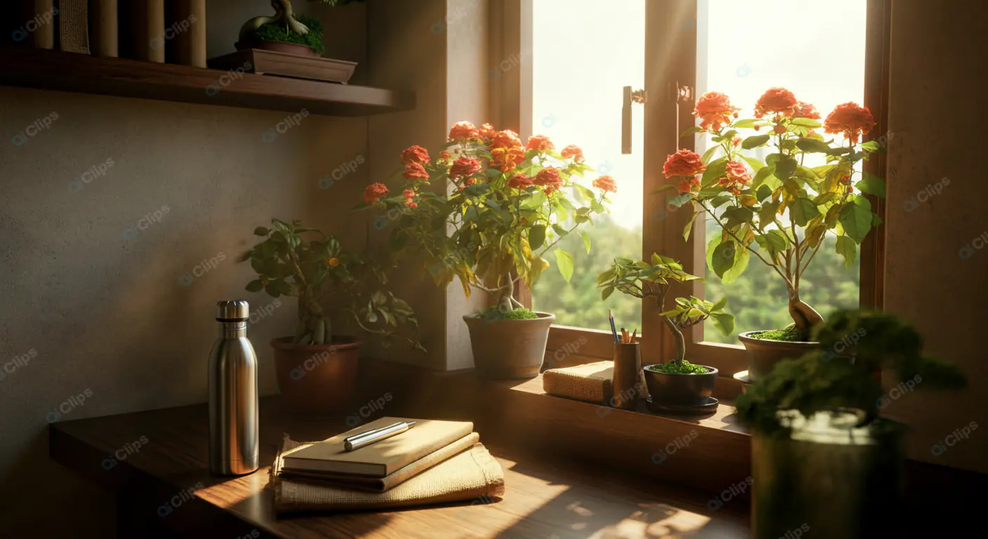 Sunlit Home Office Botanical Nook