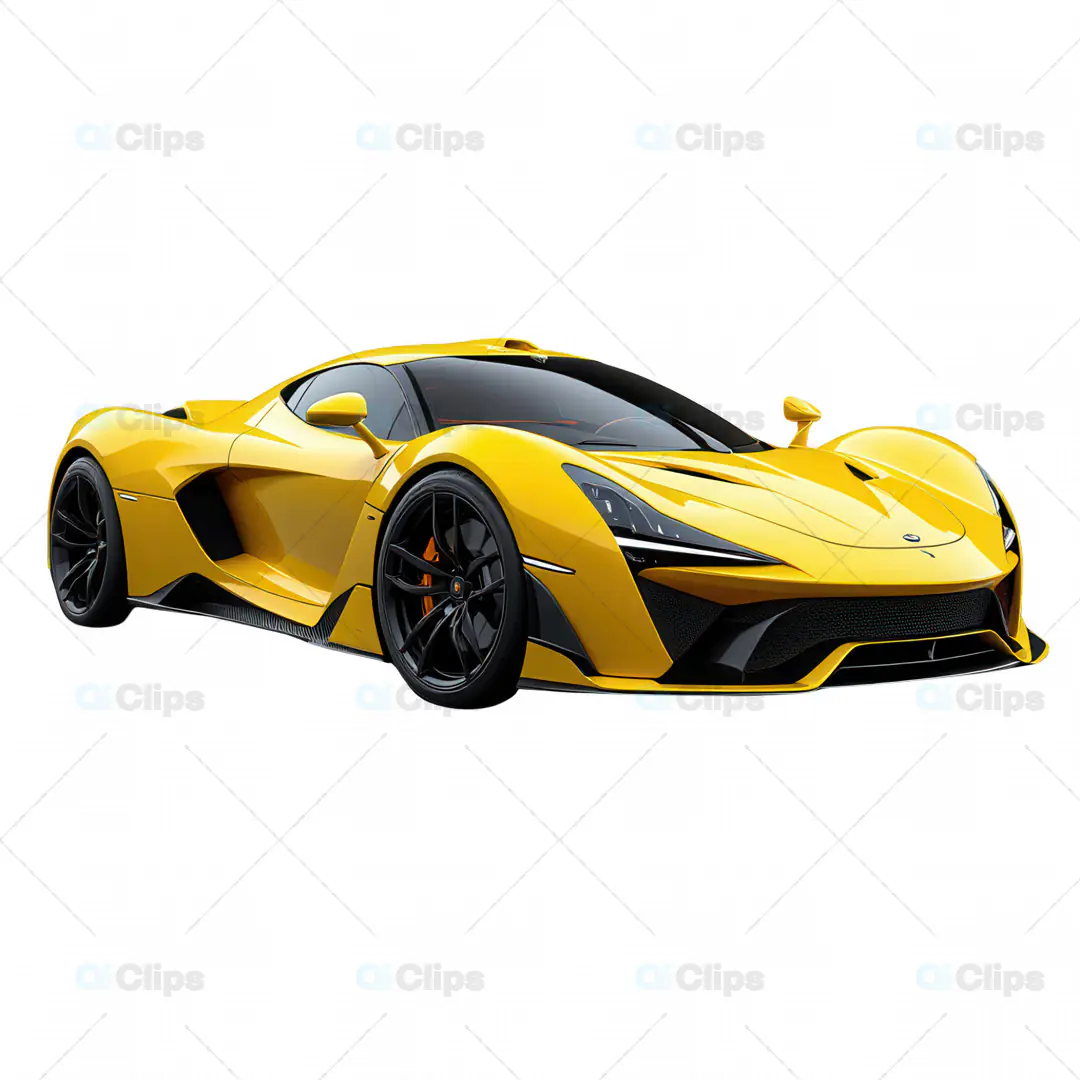 Yellow Luxury Sports Car 3D Model