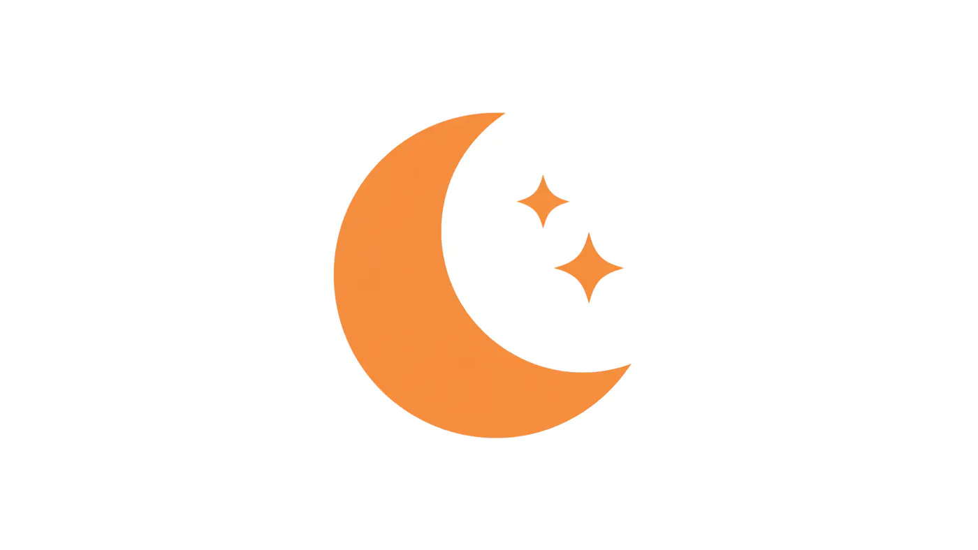 Vibrant Orange Crescent and Stars Icon
