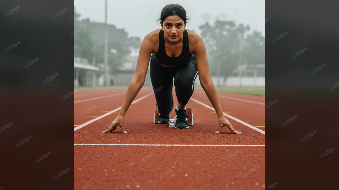 Determined Sprinter at Starting Block