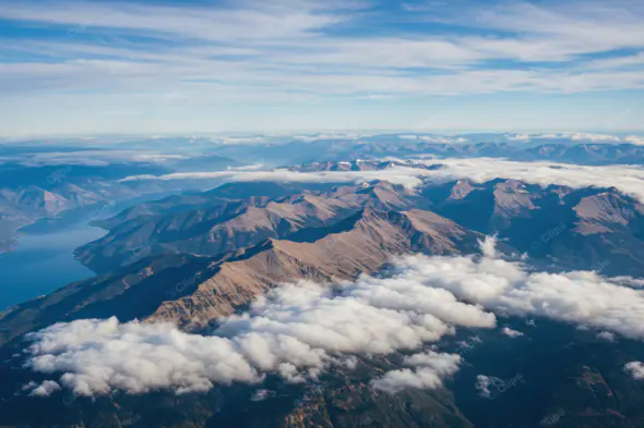 Aerial Mountain Range Cloudscape