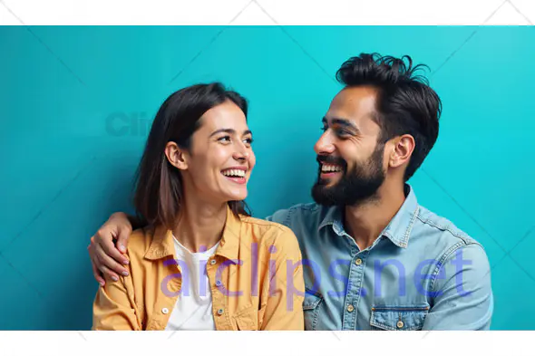 Smiling Couple in Casual Outfits