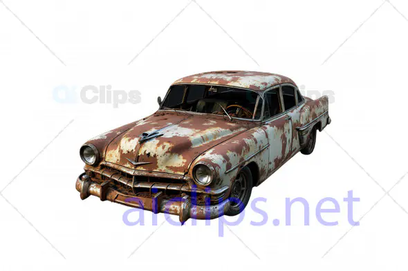 3D Rusted Classic American Sedan