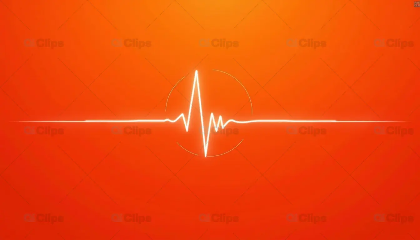 Heartbeat Pulse Line on Vibrant Orange Background
