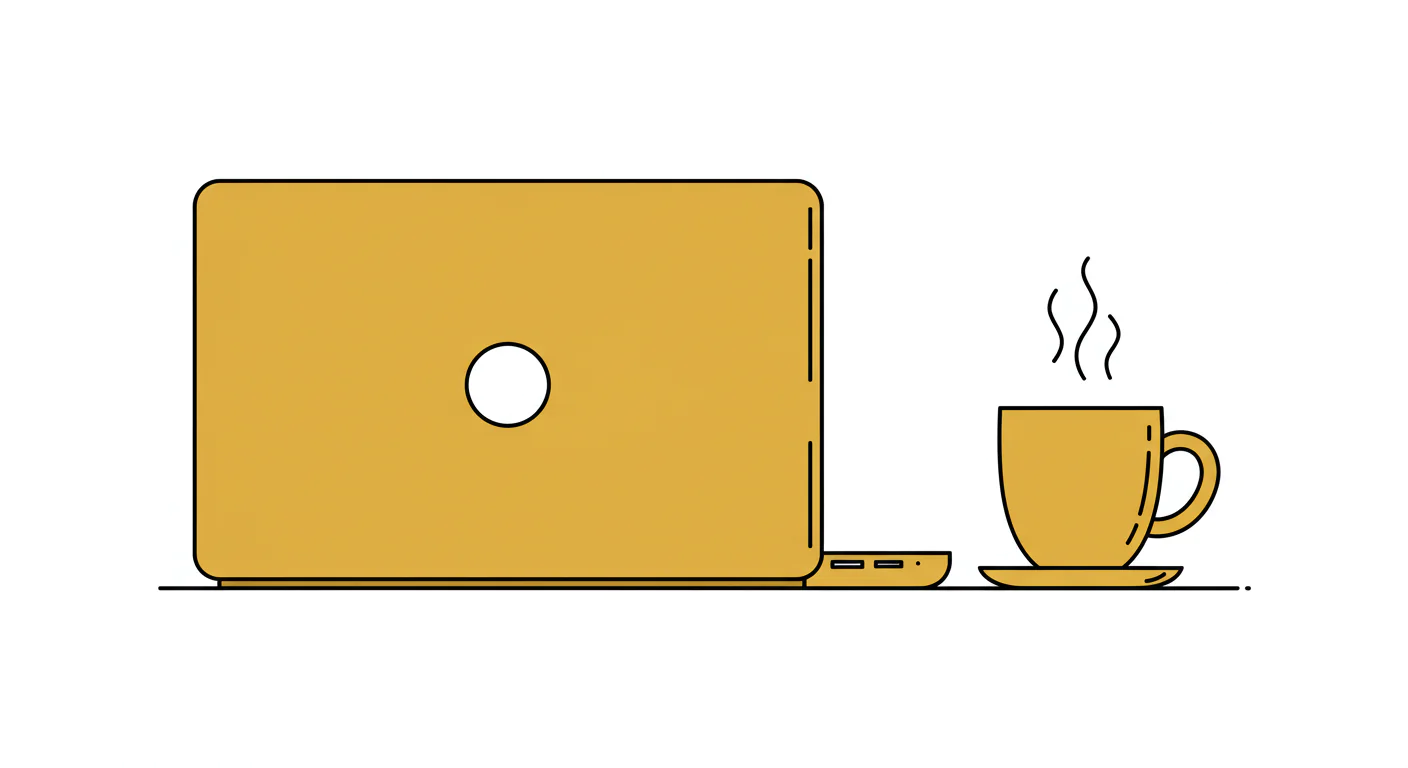 Minimalist Laptop and Coffee Vector