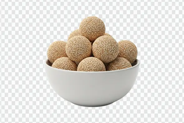 Traditional Indian Til Ladoo Sesame Sweets Bowl PNG