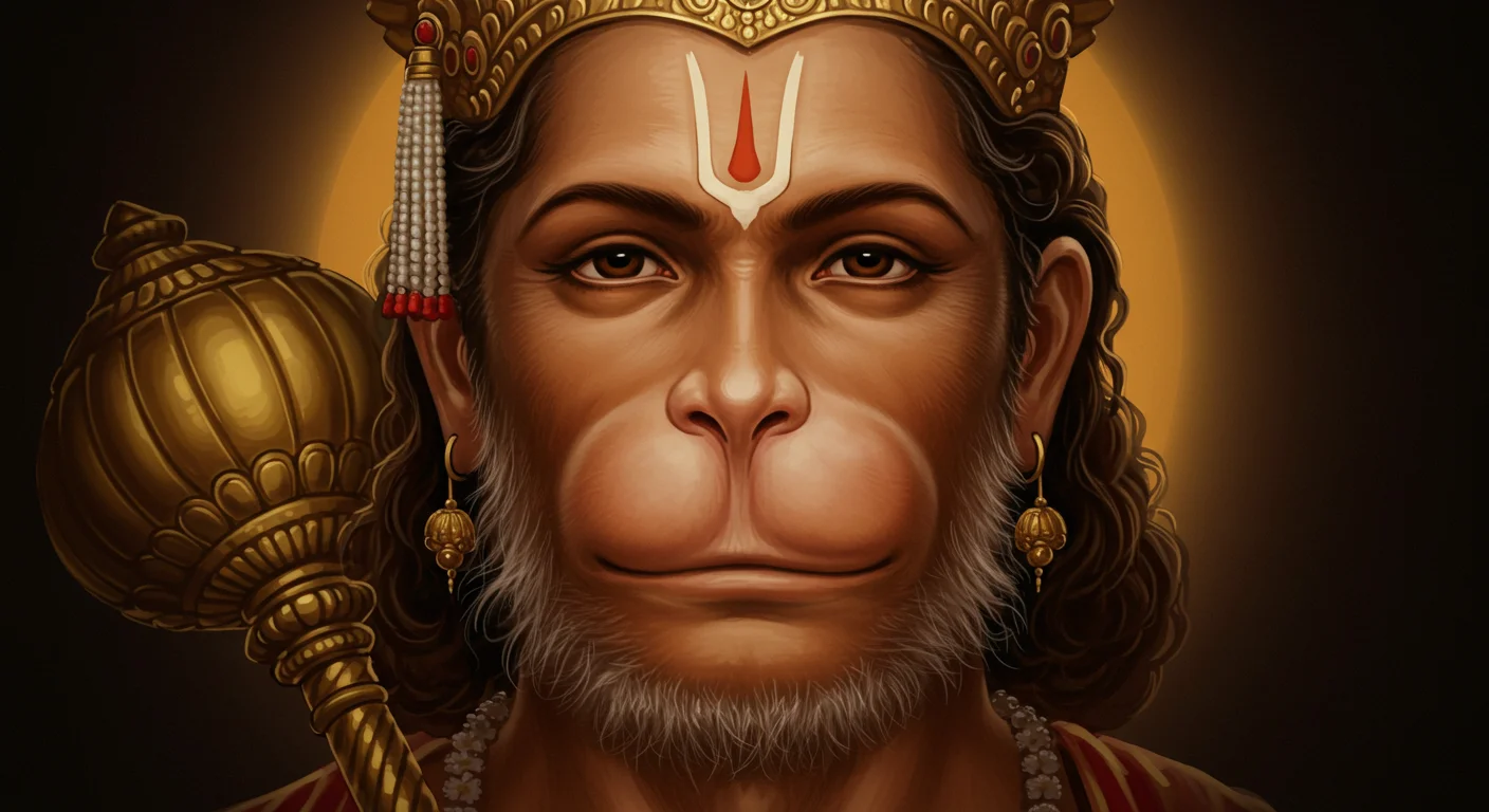 Divine Hanuman Close-Up Portrait with Golden Gada – Ideal for Devotional Posters & Thumbnails