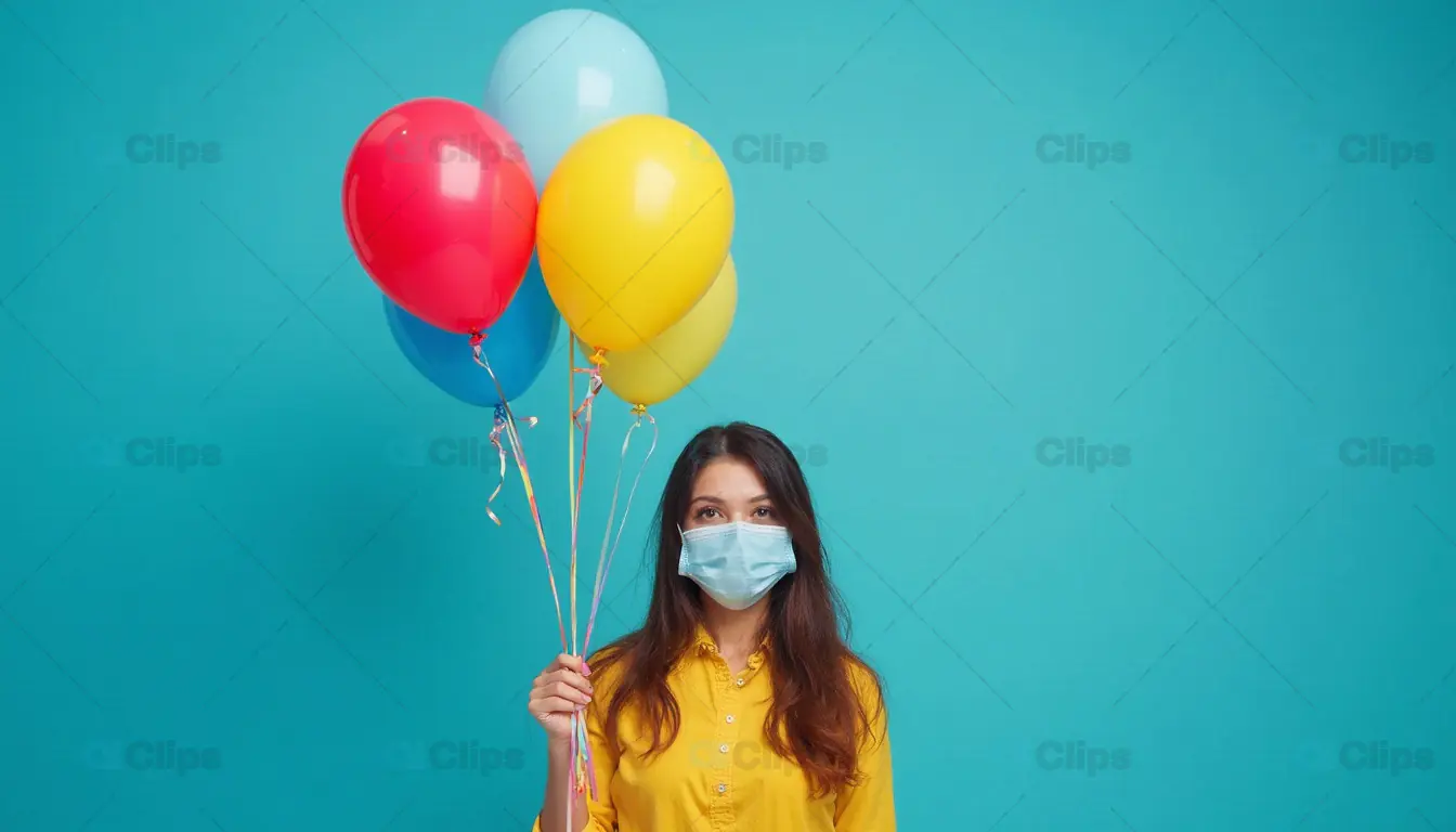 Masked Woman with Balloons