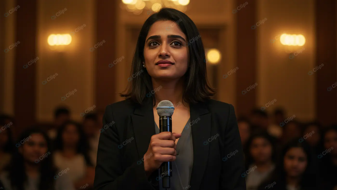 Confident Speaker Addressing Audience