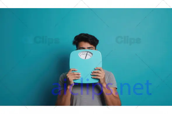 Man Hiding Behind Weighing Scale