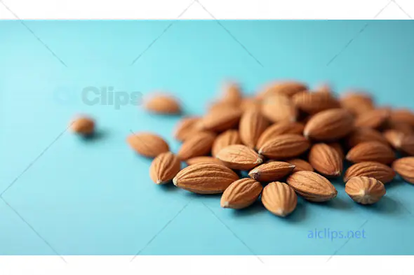 Almonds on Blue Background