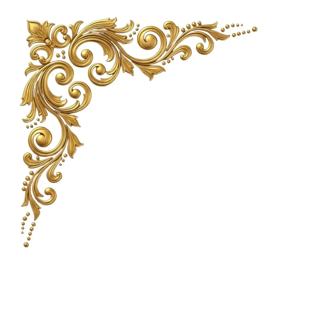 Elegant Gold Baroque Floral Corner Decoration Clipart PNG