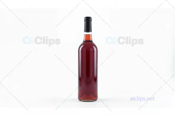 Red Wine Bottle on White Background