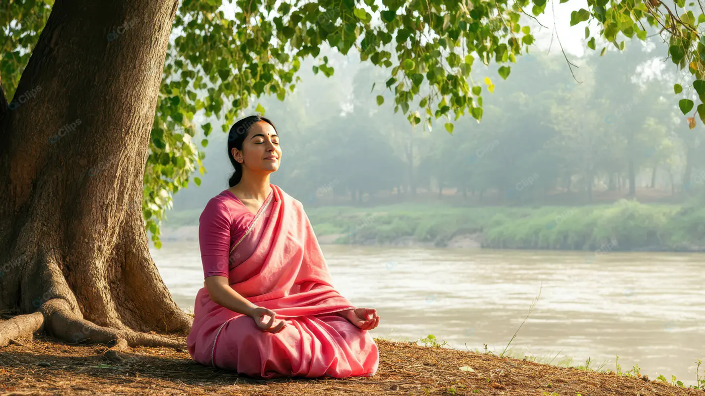 Enhanced Serene Meditation by Riverbank
