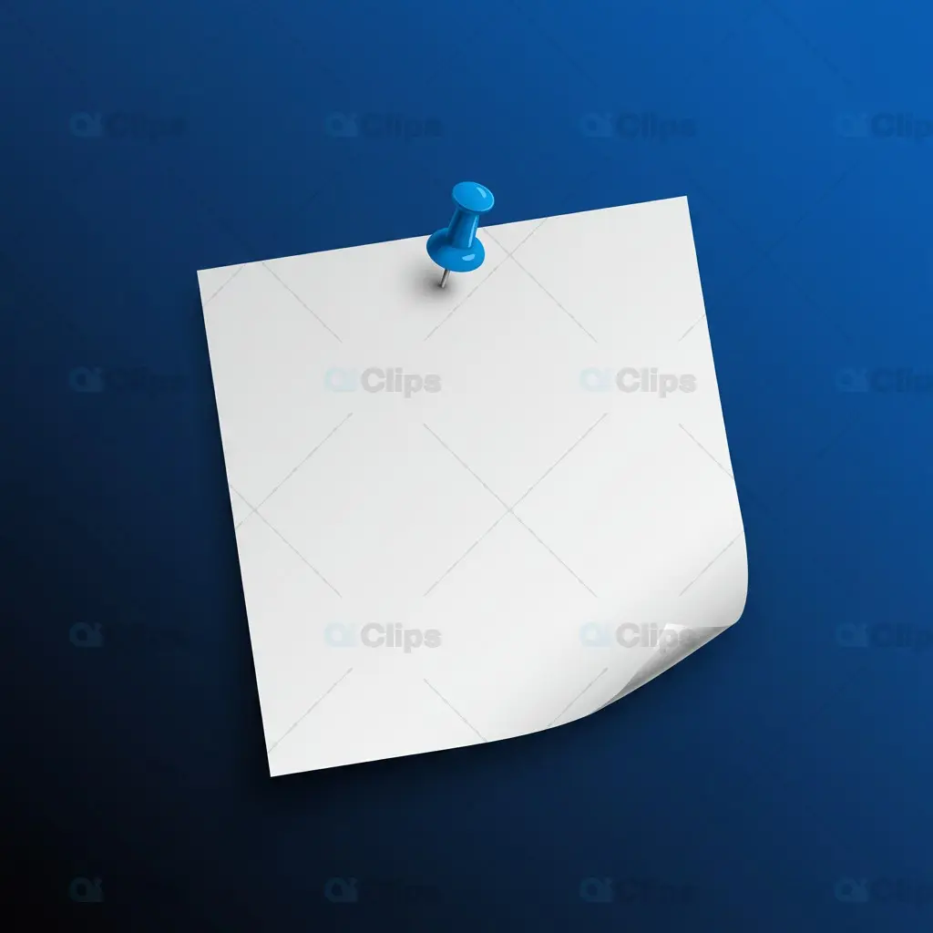 Pinned Paper Mockup with Curved Edge on Gradient Blue Background