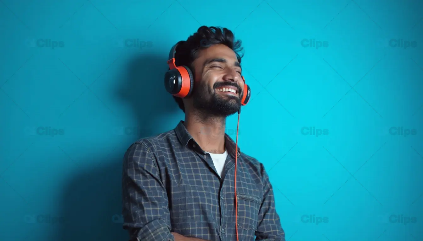 Smiling Man with Headphones