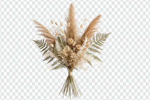 Boho Dried Floral Arrangement with Ferns PNG