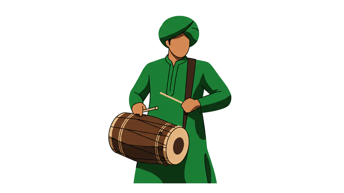 Indian Dholak Player Vector
