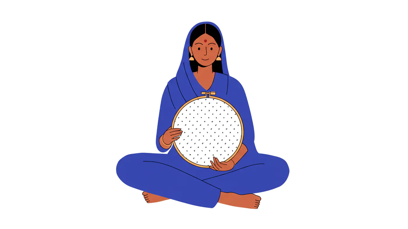 Indian Embroiderer Vector Graphic