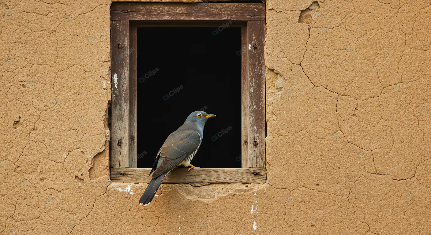Rustic Window Perch: Bird in Frame