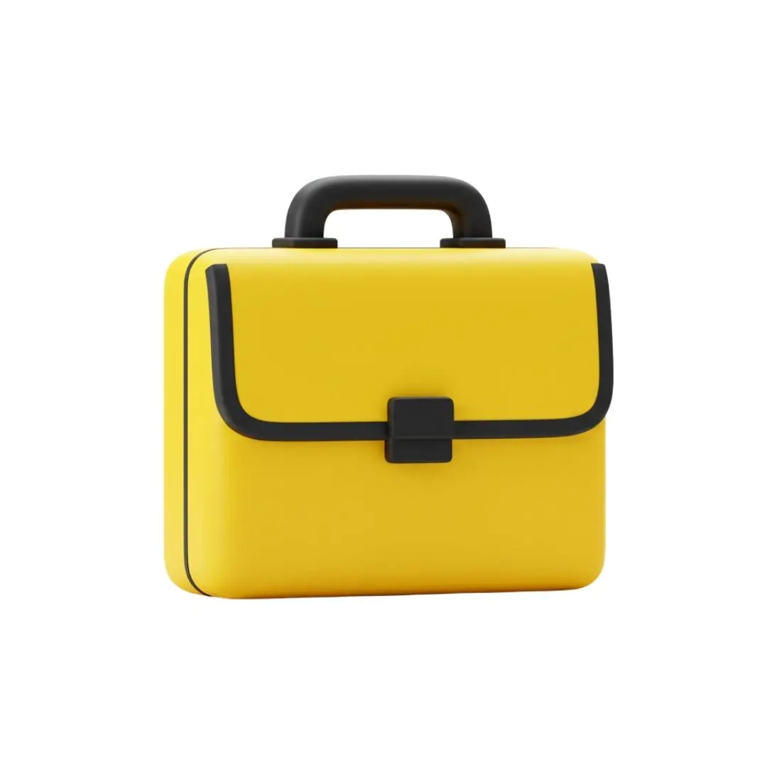 Bright yellow briefcase with black trim and handle