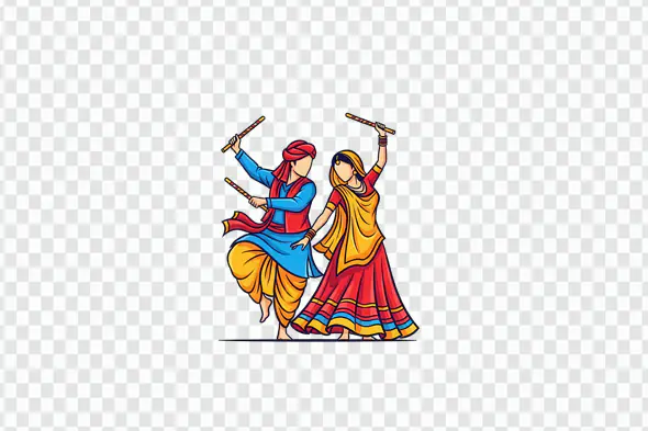 Energetic Dandiya Dancers Twirling Colorful Traditional Costumes