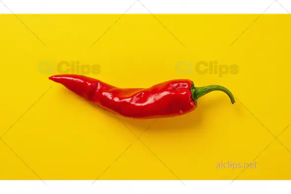 Red Chili Pepper on Yellow Background