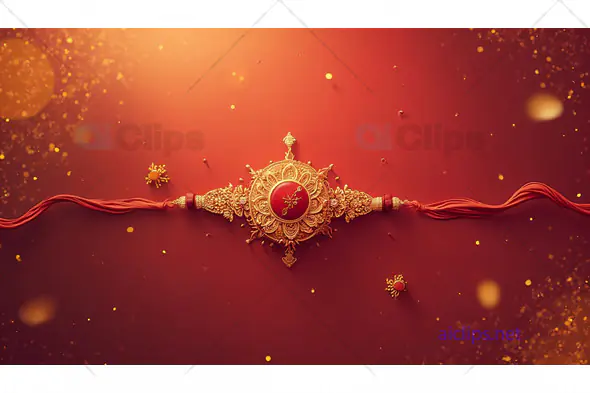 Traditional Rakhi on Red Background with Golden Accents