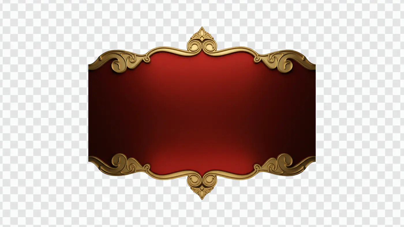 Ornate Golden Frame Red Gradient Background PNG