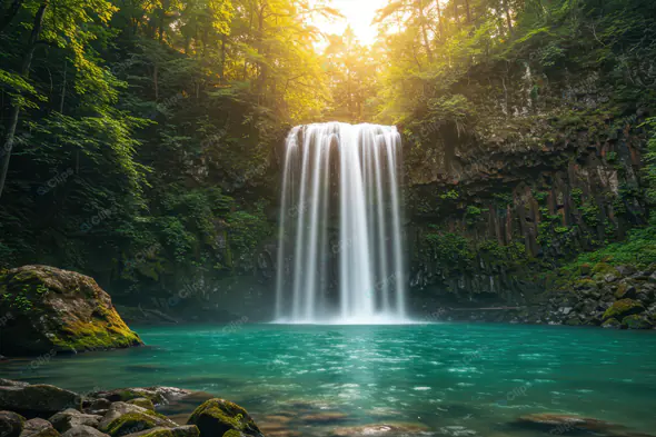 Enchanting Turquoise Waterfall Haven