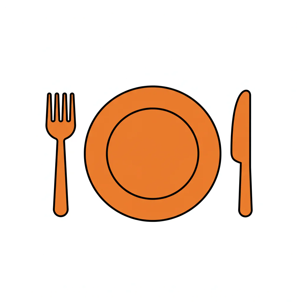 Orange Plate and Cutlery Icon