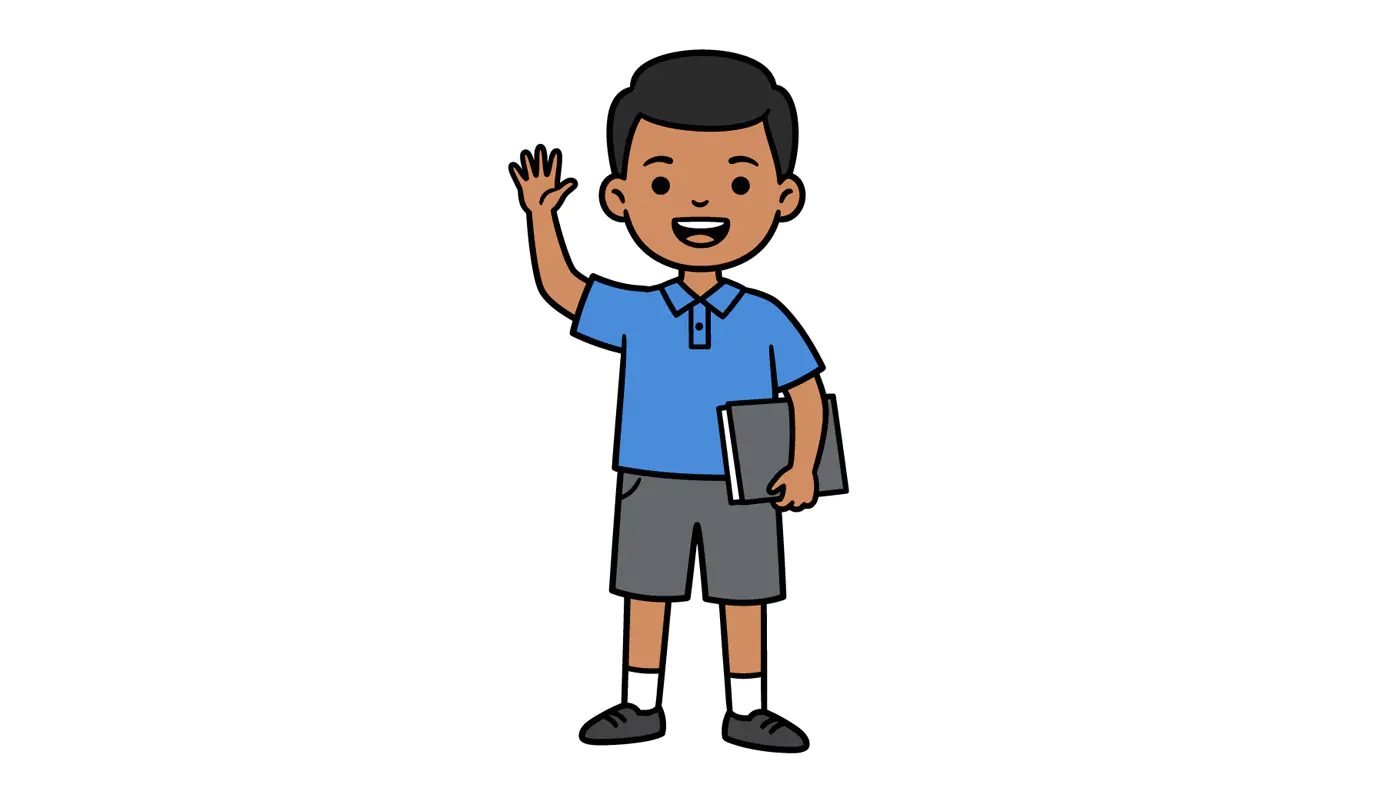 Waving Schoolboy Vector