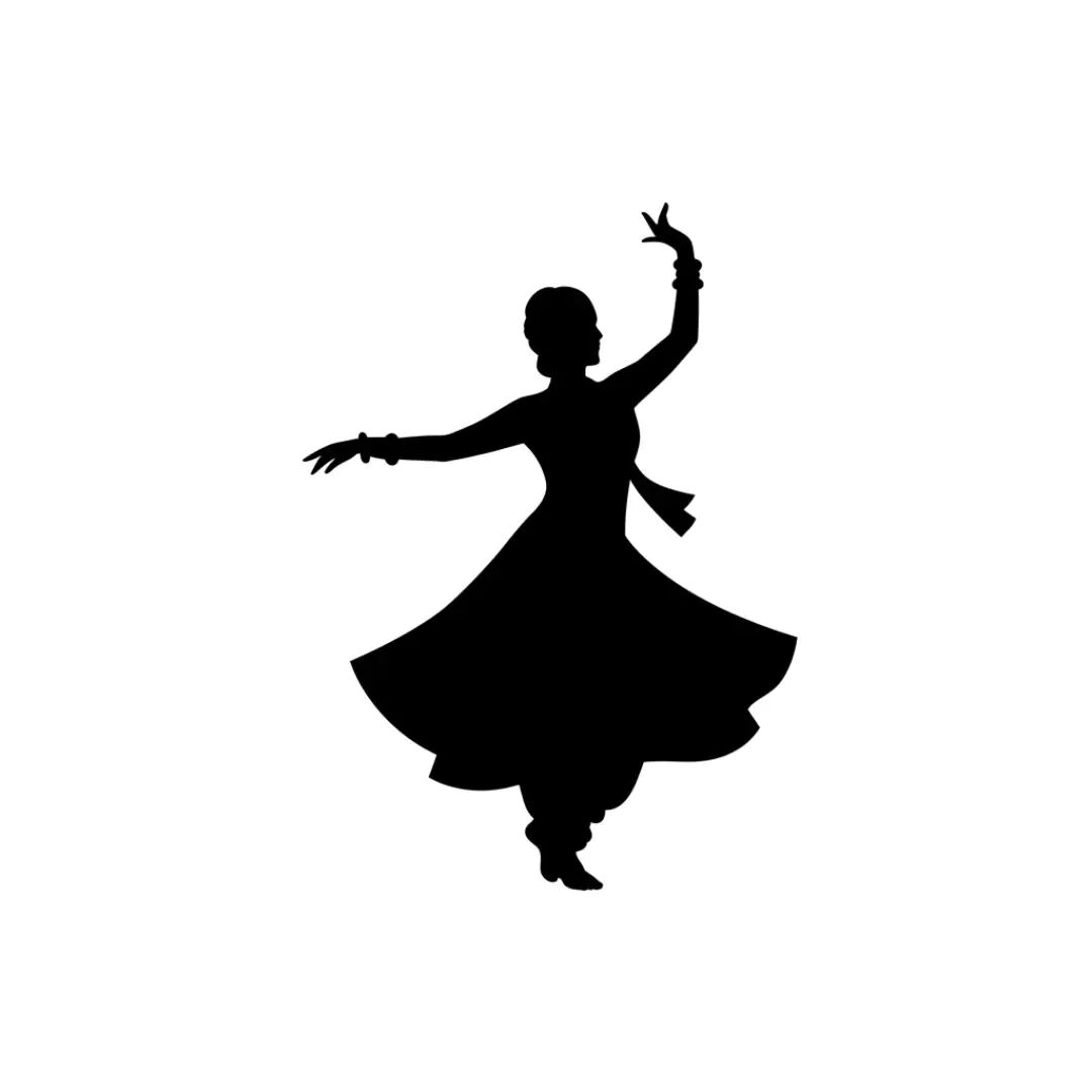 Elegant Indian Classical Dancer Silhouette PNG