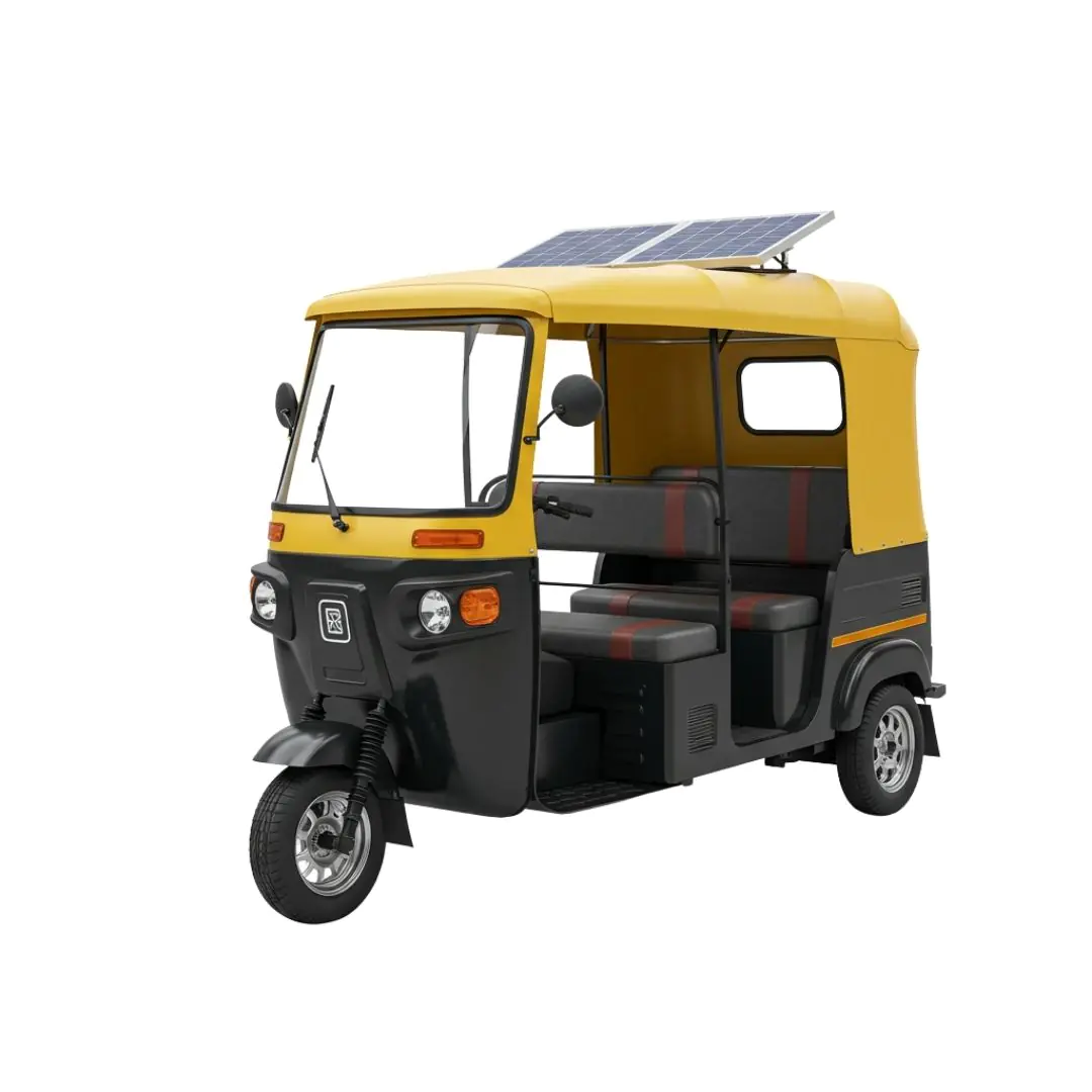 Solar-Powered Auto Rickshaw Yellow Black PNG Clipart