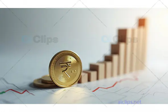 Indian Rupee Coin with Financial Growth Graph