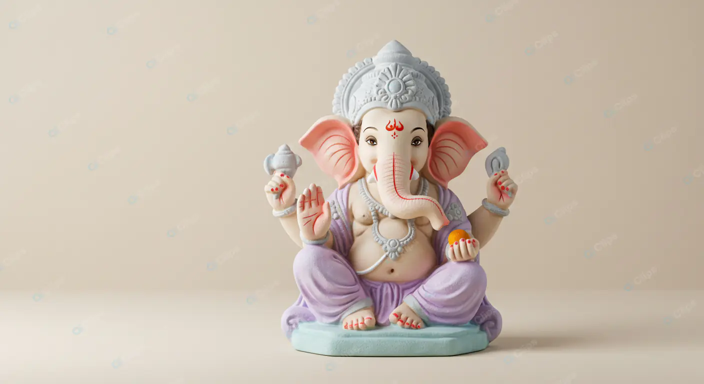 Pastel Ganesha Figurine in Lotus Pose