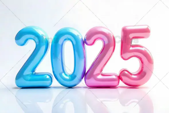 Colorful 3D Balloon Numbers "2025" for New Year Celebration