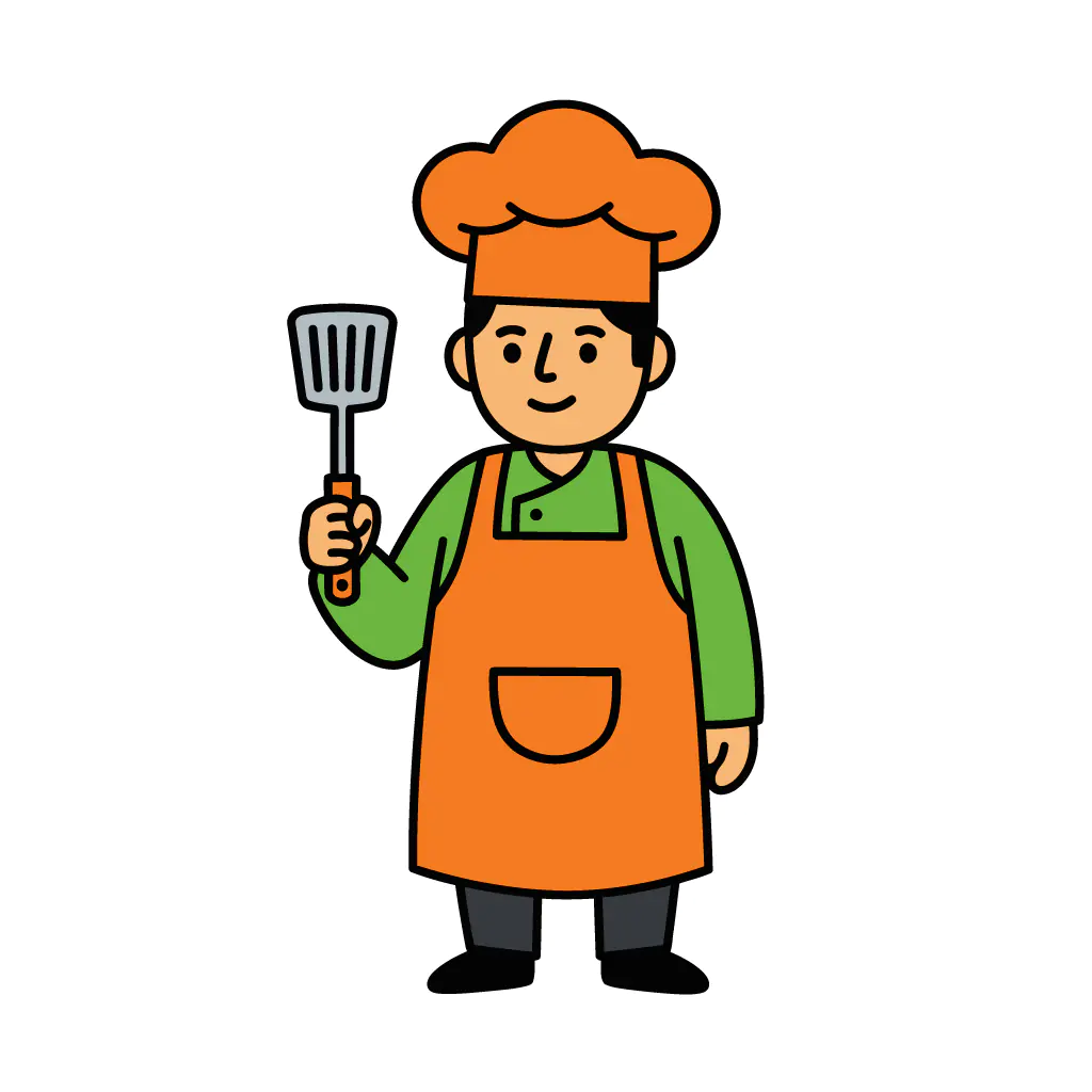 Cartoon Chef with Spatula Vector
